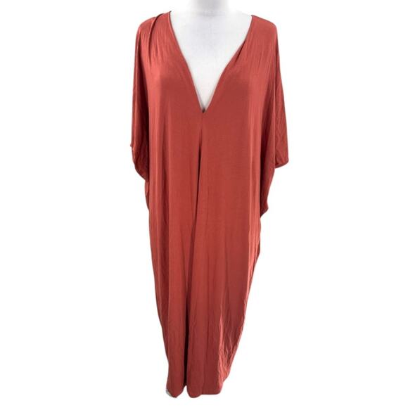 NWT Universal Standard Teresa V-Neck Liquid Jersey Knit Midi Dress Terracotta 3X - Picture 1 of 7